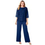 Plus Size Women's Popover Lace Jumpsuit by Jessica London in Evening Blue (Size 22 W)