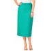 Plus Size Women's Classic Cotton Denim Midi Skirt by Jessica London in Aqua Sea (Size 12) 100% Cotton