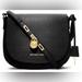 Michael Kors Bags | Michael Kors Bag Saddle Messenger Crossbody Black Lock & Key Saffiano Leather | Color: Black/Gold | Size: 11”