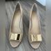 Kate Spade Shoes | Kate Spade New York Patent Leather Bow Accents Pumps | Color: Tan | Size: 8