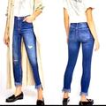 Free People Jeans | Free People Frayed Ripped Distressed Skinny Jeans Women’s Worn Indigo Size 26 | Color: Blue | Size: 26