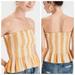 American Eagle Outfitters Tops | American Eagle Yellow & White Striped Smocked Peplum Tube Crop Top | Color: White/Yellow | Size: M