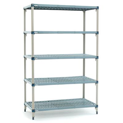 Metro 5Q557G3 MetroMax Q Polymer Shelf Kit - 48"W x 24"D x 74"H, Polymer Shelves, Epoxy Coated Steel Frame, Blue