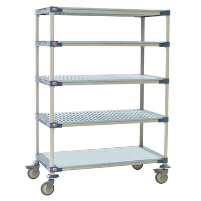 Metro 5X367PG4 60" NSF 5-Tier Polymer Shelf Kit - MetroMax 4, Mobile, 18"W, 80"H, Blue