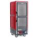 Metro C539-CDC-4 Full Height Insulated Mobile Heated Cabinet w/ (17) Pan Capacity, 120v, Clear Dutch Doors, Fixed Wire Slides, Red