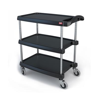 Metro MY1627-34BL 3 Level Polymer Utility Cart w/ 400 lb Capacity, Marine Ledges, Black