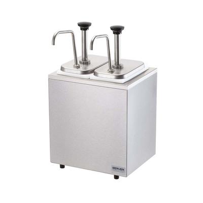 Server 79890 Pump Style Condiment Dispenser w/ (2) Jars & Pumps, (1 1/4) oz Stroke, Stainless, Silver