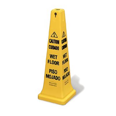 Rubbermaid FG627677YEL Safety Cone - "Caution Wet Floor" Multi-Lingual, Yellow, Spanish/English