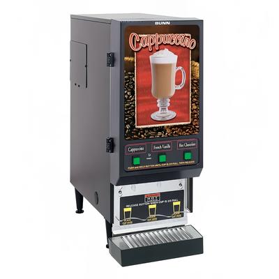 Bunn FMD-3 Fresh Mix Hot Powdered Drink Machine, 3 Hoppers, Cafe Display, 120v, Variable-Speed Motors, Silver