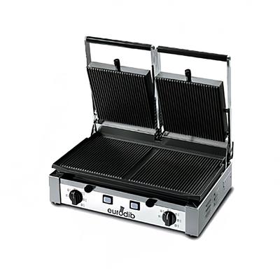 Eurodib PDR3000 Sirman Double Commercial Panini Press w/ Cast Iron Grooved Plates, 208-240v/1ph, Stainless Steel