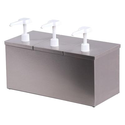 Carlisle 38623IB Topping Rail Condiment Dispenser w/ 3 Pumps, (1 1/4) oz Stroke, Stainless, Silver