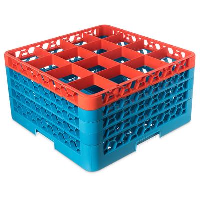 Carlisle RG16-4C412 OptiClean Glass Rack w/ (16) Compartments - (4) Extenders, Blue