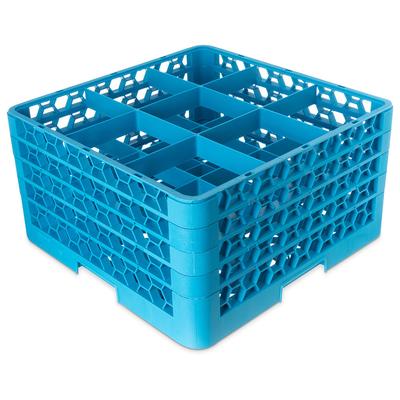 Carlisle RG9-414 OptiClean Glass Rack w/ (9) Compartments - (4) Extenders, Blue