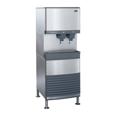 Follett 110FB414W-L 380 lb Freestanding Water & Nugget Ice Dispenser for Commercial Ice Machines - 90 lb Storage, Cup Fill, 115v, 425-lb. Daily Production, Stainless Steel