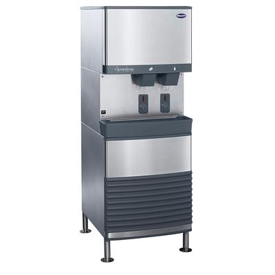 Follett 50FB425W-S Symphony Plus 425 lb Freestanding Nugget Ice & Water Dispenser for Commercial Ice Machines - 50 lb Storage, Cup Fill, 115v, Water Cooled, Stainless Steel