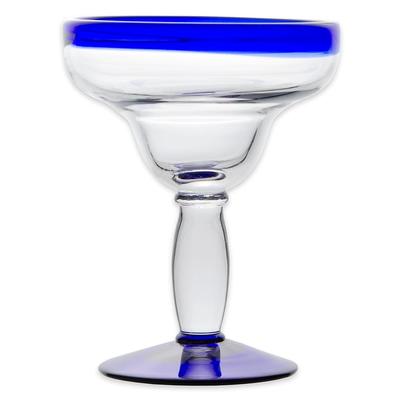 Libbey 92308 12 oz Aruba Margarita Glass, Cobalt Blue Rim and Foot, Clear