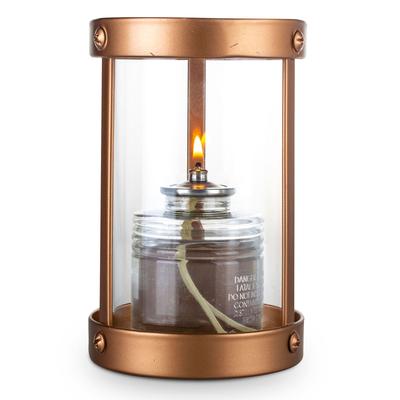 Sterno 80566 Penny Candle Lamp - 3 3/8"D x 5 1/2"H, Clear Glass/Copper Metal Frame