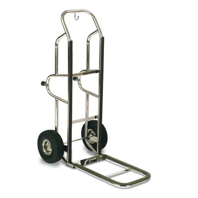 Forbes Industries 1570-B-PS Bellman's Handtruck w/ 23 1/2" Fold Up Dropnose & Black Vinyl Bumpers - Polished Steel