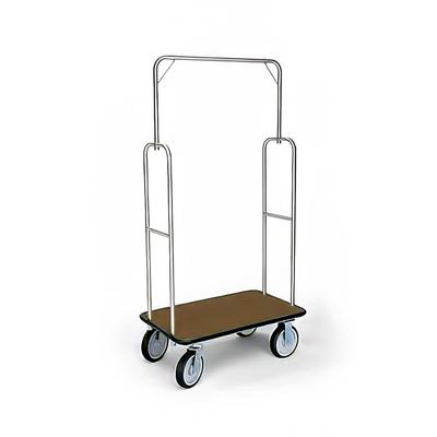Forbes Industries 2496 Economy Luggage Cart w/ Carpeted Deck - 37"L x 21"W x 70 1/2"H, Brushed Steel, Stainless Steel