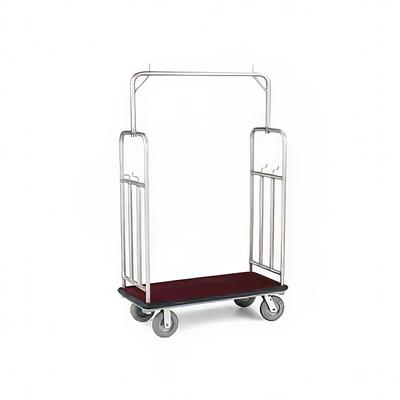 Forbes Industries 2549-PDT Luggage Cart w/ Carpeted Deck - 48 1/2"L x 23 1/2"W x 75"H, Polished Diamond Textured Steel, Stainless Steel