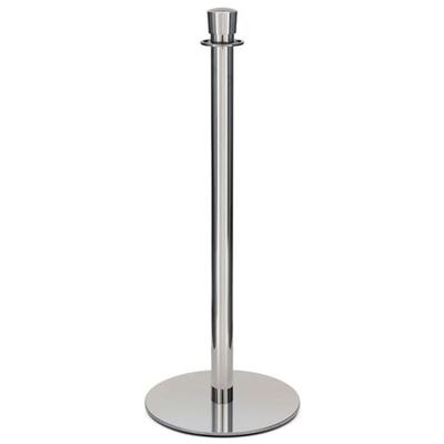 Forbes Industries 2721 37 1/2"H Crowd Control Stanchion w/ Hook Ring & Drum Top - Polished Stainless Steel