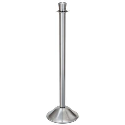 Forbes Industries 2730 39"H Crowd Control Stanchion w/ Hook Ring & Drum Top - Brushed Stainless Steel