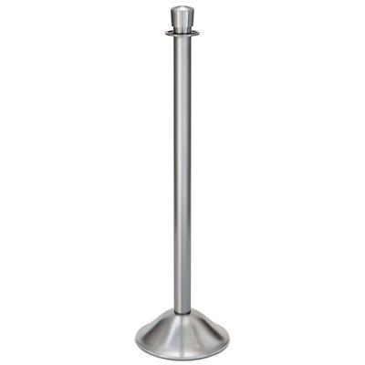Forbes Industries 2730 Traditional 39"H Crowd Control Stanchion w/ Hook Ring & Drum Top - Brushed Stainless Steel