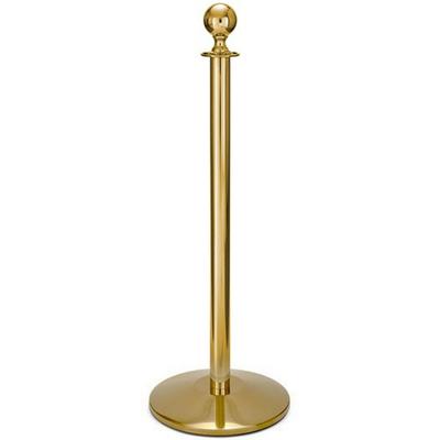Forbes Industries 2747 40 3/4"H Crowd Control Stanchion w/ Hook Ring & Ball Finial - Polished Stainless Brass