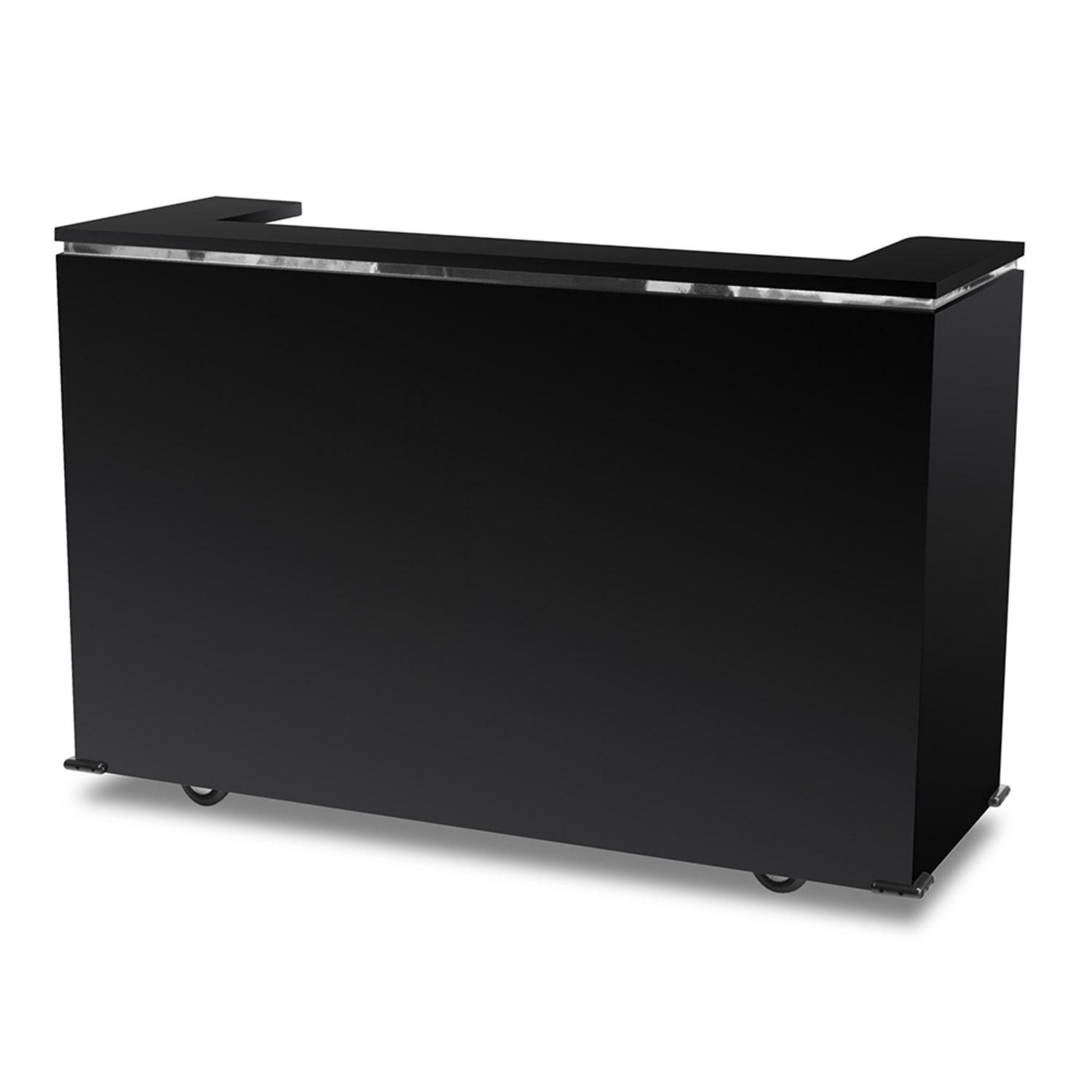 Forbes Industries 4861-6 Mobile Bar w/ 1 Sink & 1 Speed Rails - 74"L x 26"W x 48"H, Laminate, Black