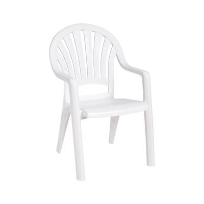 Grosfillex 49092004 Pacific Outdoor Stackable Armchair - Resin, White, UV-Resistant Resin