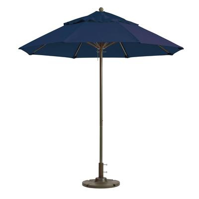 Grosfillex 98386031 7 1/2 ft Round Top Windmaster Umbrella - Navy Fabric, Aluminum Pole, Blue