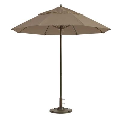 Grosfillex 98818131 9 ft Round Top Windmaster Umbrella - Taupe Fabric, Aluminum Pole, 9' Diameter, Beige