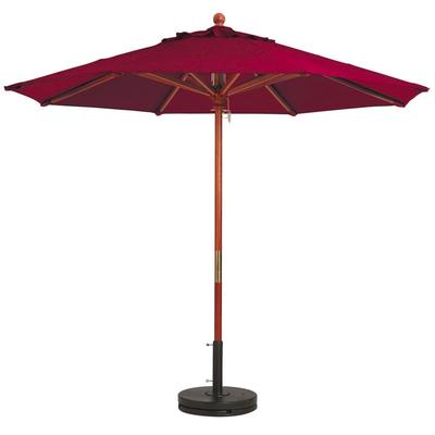 Grosfillex 98942731 7 ft Round Top Market Umbrella - Burgundy Fabric, Wooden Pole, Red