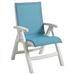 Grosfillex UT094004 Jamaica Beach Outdoor Folding Sling Chair - Turquoise Fabric w/ White Frame, Turquoise & White, Power Washable