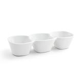 Front of the House BBO008WHP22 Rectangular Mod Bowl w/ (3) Compartments - 9" x 5", Porcelain, Superwhite