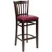 Flash Furniture XU-DGW0008BARVRT-WAL-BURV-GG Hercules Commercial Bar Stool w/ Vertical Slat Back & Burgundy Vinyl Seat, Walnut