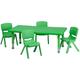 Flash Furniture YU-YCX-0013-2-RECT-TBL-GREEN-R-GG Rectangular Preschool Activity Table & (4) Chair Set - 48"L x 24"W, Plastic Top, Green