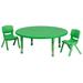 Flash Furniture YU-YCX-0053-2-ROUND-TBL-GREEN-R-GG 45" Round Preschool Activity Table & (2) Chair Set - Plastic Top, Green