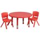 Flash Furniture YU-YCX-0073-2-ROUND-TBL-RED-R-GG 33" Round Preschool Activity Table & (2) Chair Set - Plastic Top, Red