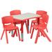 Flash Furniture YU-YCY-098-0034-RECT-TBL-RED-GG Preschool Activity Table & (4) Chair Set - 26 5/8"L x 21 7/8"W, Plastic Top, Red/Gray