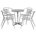 Flash Furniture TLH-ALUM-24RD-017BCHR4-GG 23 1/2" Round Patio Table & (4) Arm Chair Set - Stainless Steel Top, Aluminum Base