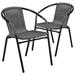 Flash Furniture 2-TLH-037-GY-GG Outdoor Stackable Arm Chair - Gray Whicker w/ Black Steel Frame