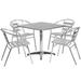 Flash Furniture TLH-ALUM-32SQ-017BCHR4-GG 31 1/2" Square Patio Table & (4) Arm Chair Set - Stainless Steel Top, Aluminum Base