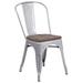 Flash Furniture CH-31230-SIL-WD-GG Stacking Side Chair w/ Vertical Slat Back & Wood Seat - Steel, Silver