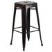 Flash Furniture CH-31320-30-BQ-GG Backless Commercial Bar Stool w/ Metal Seat, Black Antique Gold, With Square Seat