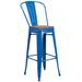 Flash Furniture CH-31320-30GB-BL-WD-GG Commercial Bar Stool w/ Curved Back & Wood Seat, Blue