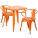 Flash Furniture CH-31330-2-70-OR-GG 23 3/4" Square Table & (2) Arm Chair Set - Steel, Orange