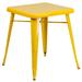 Flash Furniture CH-31330-29-YL-GG 23 3/4" Square Dining Height Table - Galvanized Steel, Yellow