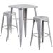 Flash Furniture CH-31330B-2-30SQ-SIL-GG 27 3/4" Square Bar Height Table w/ (2) Bar Stool Set - Silver Steel Top, Steel Base