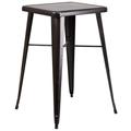 Flash Furniture CH-31330-BQ-GG 23 3/4" Square Bar Height Table - Black & Antique Gold Steel Top, Steel Base